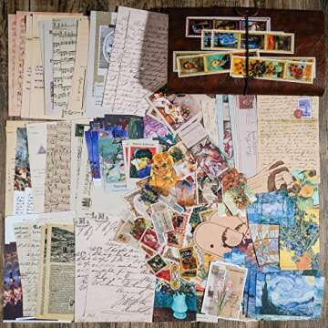 Knaid Vintage Scrapbook Supplies Pack (200 Pieces) for Junk Journal Bullet Journals Planners Aesthetic Paper Stickers Craft Kits Cottagecore Collage Album (Artistic)