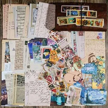 Knaid Vintage Scrapbook Supplies Pack (200 Pieces) for Junk Journal Bullet Journals Planners Aesthetic Paper Stickers Craft Kits Cottagecore Collage Album (Artistic)