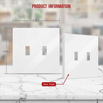 ENERLITES Screwless Double Toggle Switch Wall Plate - Child Safe Design, Durable & Elegant
