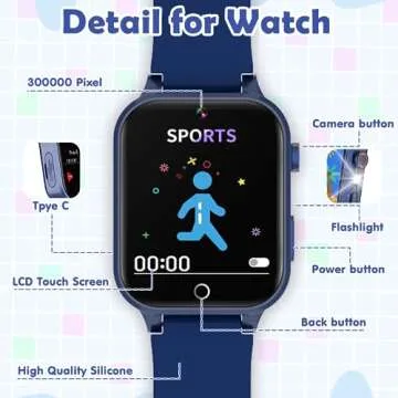 Luyiilo Smart Watch for Kids, with 26 Puzzle Games, Touch Screen, HD Camera, Alarm Clock, Toys for Ages 4-12 Years Old.Birthday Gift for Boys Girls (Blue)