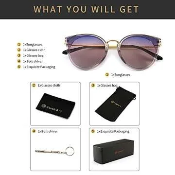 Stylish SUNGAIT Cat Eye Sunglasses with UV400 Protection