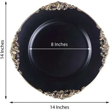 Tiger Chef Antique Charger Plates - Black Plate Chargers for Dinner Plates - Set of 6 Dinner Chargers (6, Antique Black)