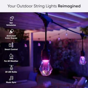 Nanoleaf Essentials Matter Smart Multicolor Outdoor String Lights Smarter Kit with Addressable RGBIC...