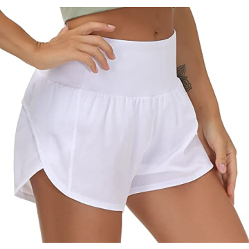 THE GYM PEOPLE Women's High Waisted Running Shorts - Quick Dry with Pockets & Liner