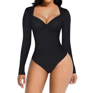FeelinGirl Long Sleeve Tummy Control Bodysuit