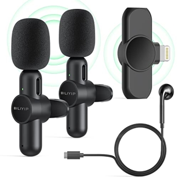 BILIYIP Wireless Lavalier Microphones for iPhone/iPad