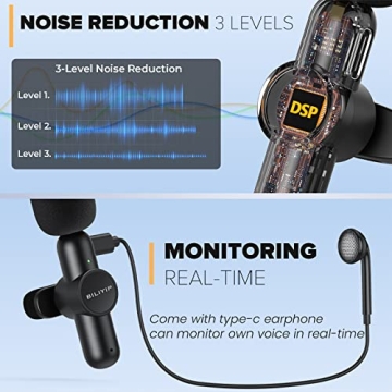 BILIYIP Wireless Lavalier Microphones for iPhone/iPad