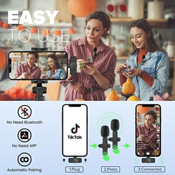 BILIYIP Wireless Lavalier Microphones for iPhone/iPad