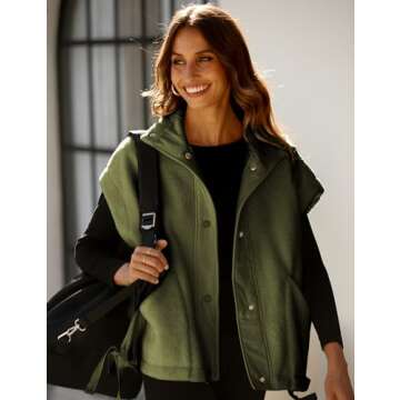 Yeokou Women's Fleece Vest Casual Sleeveless Button Down Winter Warm Sherpa Jacket with Pockets