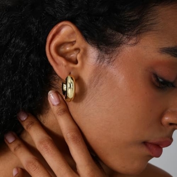 Chunky Gold Hoop Earrings for Women Lightweight and Stylish