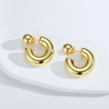 Chunky Gold Hoop Earrings for Women Lightweight and Stylish