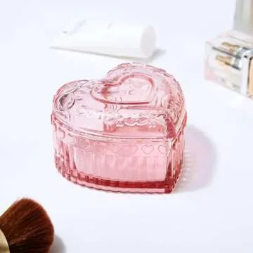 Heart-Shaped Vintage Jewelry Box - Elegant Pink Storage