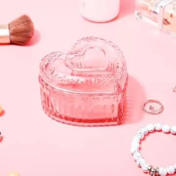 Heart-Shaped Vintage Jewelry Box - Elegant Pink Storage