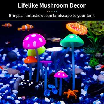 Uniclife Glowing Effect Artificial Mushroom Aquarium Plant Decor Ornament Decoration for Fish Tank L...