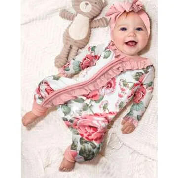 Newborn Girl Clothes Newborn Baby Girl Clothes Long Sleeve Rompers for Baby Girl Flowers Printed Bab...