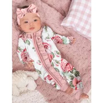 Newborn Girl Clothes Newborn Baby Girl Clothes Long Sleeve Rompers for Baby Girl Flowers Printed Baby Clothes for Girls