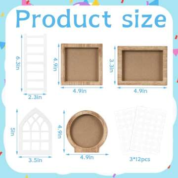 Bencailor 48 Pcs Interchangeable Seasonal Decor Tiered Tray Decor Set for Holiday Farmhouse Wood Sign with Wooden Frames Arch Ladders Cards Bow Knot for Home, Tray Not Included