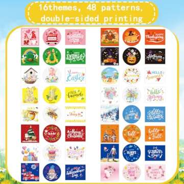 Bencailor 48 Pcs Interchangeable Seasonal Decor Tiered Tray Decor Set for Holiday Farmhouse Wood Sign with Wooden Frames Arch Ladders Cards Bow Knot for Home, Tray Not Included