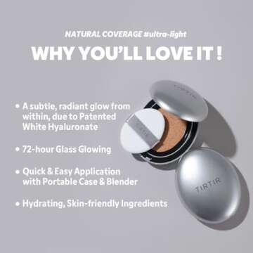 TIRTIR Mask Fit Aura Silver Cushion Foundation | Semi-glow Finish, Natural Coverage, Moisturizing, Lightweight, Korean cushion foundation (#33N Macchiato, Full Size, 0.63 Fl Oz)