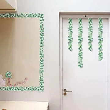 Outus Eucalyptus Border Bulletin Board Classroom Boho Bulletin Wall Decor Trim Border Decor Wall Decals Tropical Leaves Greenery Decoration