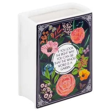 Steel Mill & Co Original Book-Shaped Decorative Vase, Ceramic Vases for Home Decor, Cute Bookshelf D...