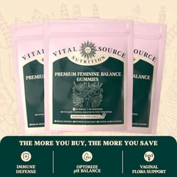 Vital Source Nutrition - Premium Feminine Balance Gummies - for Women’s Health & Wellness - Immune Support - Vegan, Gluten-Free - Hawaiian Pineapple - 60 Gummies - 30 Servings