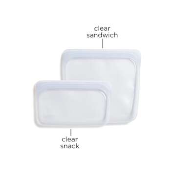 Stasher Premium Silicone Reusable Food Storage Bags, 2-Pack, Clear | Multi-Use Food Storage Bags, Lunch Bag, Travel Containers | BPA Free, Leak-free, Dishwasher-Safe, Eco-friendly