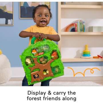 Fisher-Price Little People Toddler Toy Forest Friends Carry Case Playset with Animal Figures for Pretend Play Kids Ages 1+ Years
