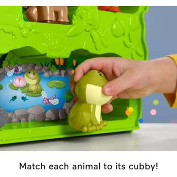 Fisher-Price Little People Toddler Toy Forest Friends Carry Case Playset with Animal Figures for Pretend Play Kids Ages 1+ Years
