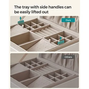 SONGMICS Stylish Jewelry Box, Removable Tray and Storage