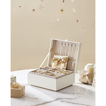 SONGMICS Stylish Jewelry Box, Removable Tray and Storage