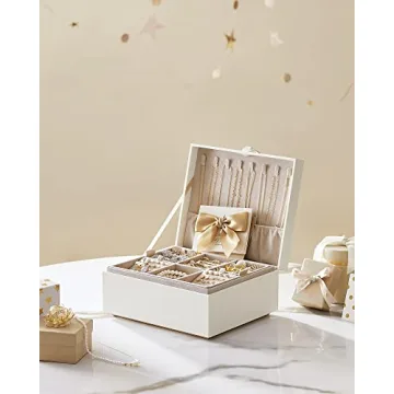 SONGMICS Stylish Jewelry Box, Removable Tray and Storage
