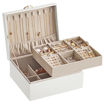SONGMICS Stylish Jewelry Box, Removable Tray and Storage
