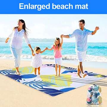 Beach Blanket Waterproof Sandproof Beach Mat Large Beach Blankets for 3-5 Adults, Quick Drying Outdoor Picnic Mat with Pocket for Travel, Camping, Hiking, Picnic, Beach Essentials (55"x79", Color C)
