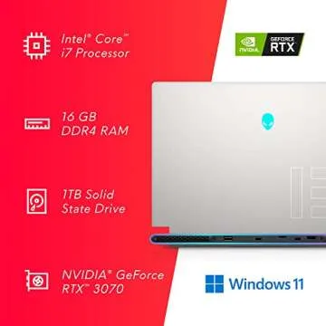 Alienware X15R1 Gaming Laptop - 15.6-inch FHD (1920x1080) 360Hz 1ms Display, Intel Core i7-11800H Processor, 16GB DDR4 RAM, 1TB SSD, NVIDIA GeForce RTX 3070 DDR6 Graphics, Windows 11 Home- Lunar Light