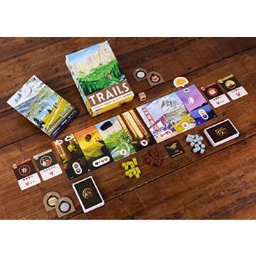 Trails, a Family and Strategy Board Game About Hiking and Outdoors by Keymaster, 2-4 players