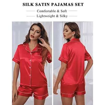 Luxurious Anjue Silk Satin Pajamas Set - Perfect Sleepwear and Lounge Set for Women (Red, S)