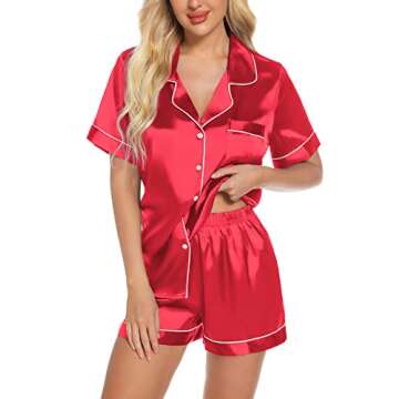 Anjue Silk Satin Pajamas Set for Women - Christmas Sleepwear