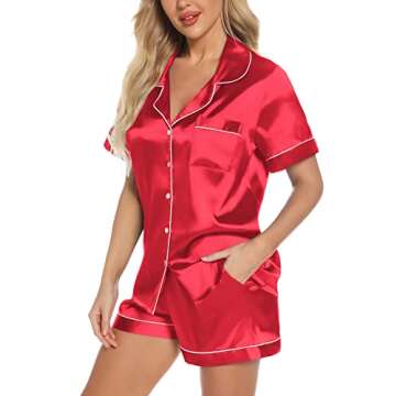 Anjue Silk Satin Pajamas Set for Women - Christmas Sleepwear