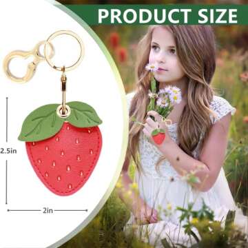 Leather Keychain Holder Case Compatible with Apple AirTag, Cute Protective Air Tag Cover with Keycha...