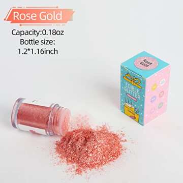 Jelife Rose Gold Edible Glitter - 5 Grams Food Grade Cake Decorating Shimmering Glitter Vegan Metall...