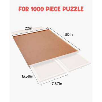 Gamenote Wooden Jigsaw Puzzle Table with Drawers & Cover Mat, 23" X 31" Portable Puzzle Board for 1000 Pieces Puzzle for Adults and Kids