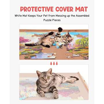 Gamenote Wooden Jigsaw Puzzle Table with Drawers & Cover Mat, 23" X 31" Portable Puzzle Board for 1000 Pieces Puzzle for Adults and Kids