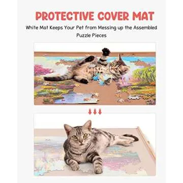 Gamenote Wooden Jigsaw Puzzle Table with Drawers & Cover Mat, 23" X 31" Portable Puzzle Board for 1000 Pieces Puzzle for Adults and Kids