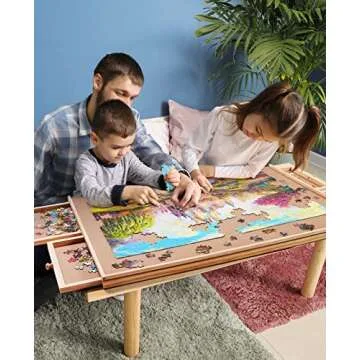Gamenote Wooden Jigsaw Puzzle Table with Drawers & Cover Mat, 23" X 31" Portable Puzzle Board for 1000 Pieces Puzzle for Adults and Kids