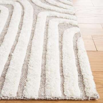 SAFAVIEH Kilim Collection Area Rug - 6' Square, Beige & Ivory, Handmade Mid-Century Modern Deco Wool...