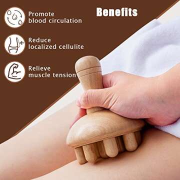 zhijiazhi Wooden Mushroom Shape Massager | Manual Wood Therapy Massage Tool, Anti Cellulite, Maderoterapia, Lymphatic Drainage, Relief Muscle Tension, for Full Body Use