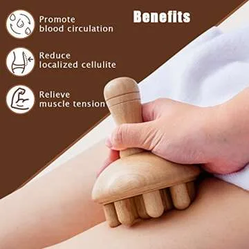 zhijiazhi Wooden Mushroom Shape Massager | Manual Wood Therapy Massage Tool, Anti Cellulite, Maderoterapia, Lymphatic Drainage, Relief Muscle Tension, for Full Body Use