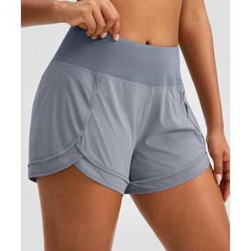 Women's High Waisted Running Shorts with Zipper Pocket for Athletic Workouts