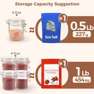 ComSaf 8oz Small Airtight Glass Jars Set of 6 with Lid Food Storage Jar Round, Mini Storage Container with Clear Preserving Seal Wire Clip Fastening for Kitchen Canning, Jam, Spice, Honey, Mason Jars